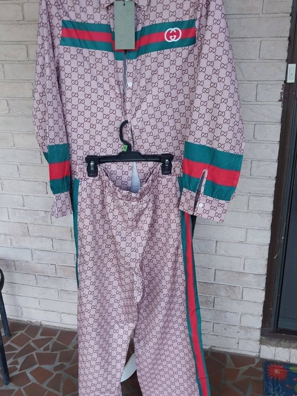 Designer-Inspired with Green-Red Stripe Large